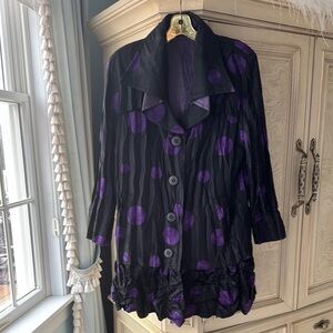 Vintage Black and Purple Polka Dot Coat